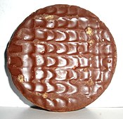 A McVitie's chocolate digestive, a popular biscuit to dunk in tea/coffee in the UK