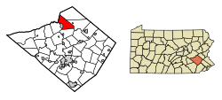 Location of Windsor Township in Berks County, Pennsylvania (left) and of Berks County in Pennsylvania (right)