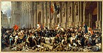 Lamartine, voor die Hôtel de Ville, Parys, verwerp die Rooi Vlag, 25 Februarie 1848, skildery deur Henri Felix Emmanuel Philippoteaux