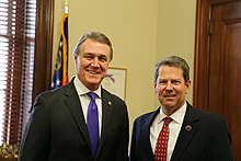 Kemp with U.S. Senator David Perdue in his Senate office on February 14, 2017.