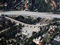 The Colorado Street Bridge next to the bridge for the Ventura Freeway, also known as the Pioneers Bridge.[18][19]