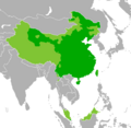 Image 7Map of the Sinophone world, where Chinese languages are spoken as a first language among ethnic Chinese in countries where their population is significant:   Chinese-speaking majority (Coastal and central areas of China, Taiwan and Singapore)   Large Chinese-speaking minority (Highland China, Malaysia and Brunei)   Small Chinese-speaking minority (Cambodia, Indonesia, Laos, Kyrgyzstan, Mongolia, Myanmar, the Philippines, Thailand and Vietnam) (from Malaysian Chinese)