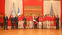 Polo national team with ex-president Michelle Bachelet after winning Polo's World Cup