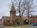 St. Michael's Episcopal Church (1884–85), Frank Furness, architect; National Register of Historic Places. Now the New First Baptist Church of Birdsboro.