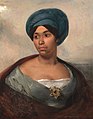 Portrait lorsqu'elle était coiffée d'un turban bleu, vers 1827, par Eugène Delacroix.