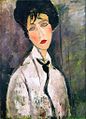 Portrait d'elle après avoir mis une cravate, en 1917, par Modigliani.