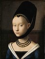 Portrait d'elle quand elle est jeune, au XVe siècle, par Petrus Christus.