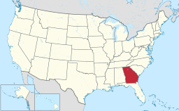 Georgia markerat på USA-kartan.