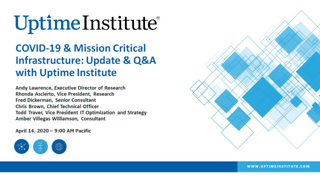 Seminario web: COVID-19 y la infraestructura de misión crítica: Actualización y preguntas y respuestas con Uptime Institute
