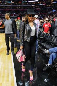 Beyonce attends a basketball game between the Golden State Warriors and the Los Angeles Clippers at Staples Center on February 20, 2016 in Los Angeles, California.
