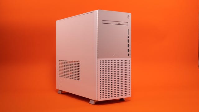 Dell XPS Desktop 8950 computer on an orange background