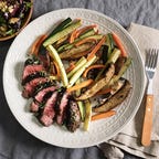 Meal from Green Chef: seared steak medallions on a bed of veggies