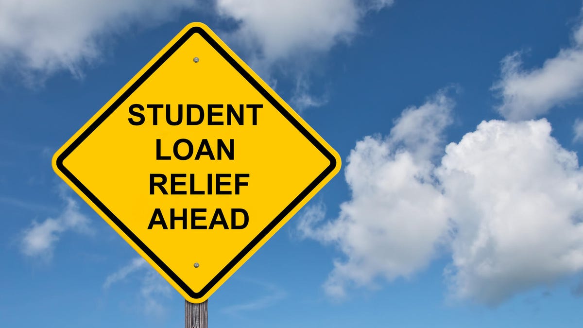 Student Loan Relief Ahead sign