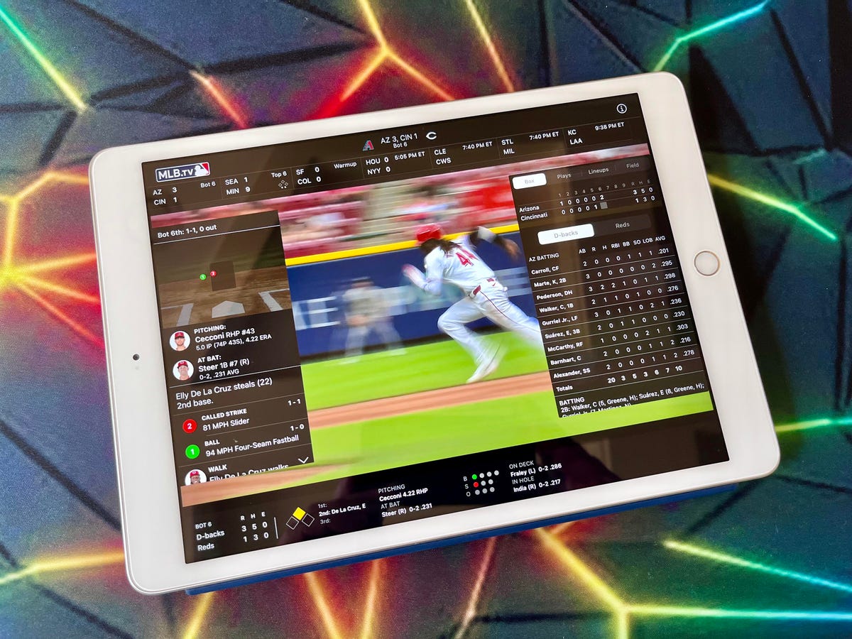 Stat overlays on MLB.TV on an iPad