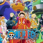 animated one piece characters in a group