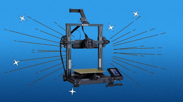 The Neptune 4 Pro 3D printer on a blue background