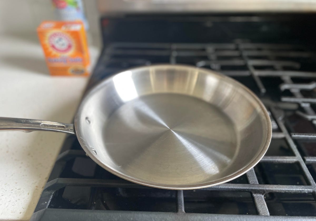 clean frying pan on stove