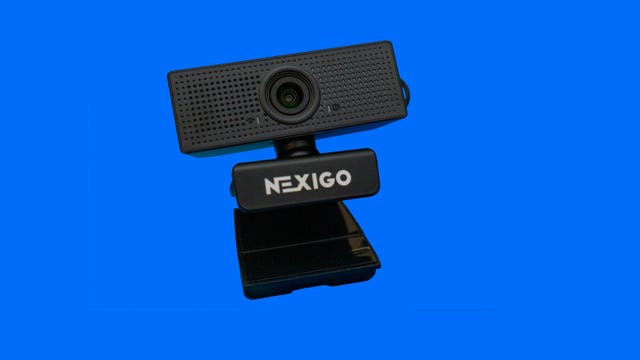 Nexigo N60 webcam with the mount open and tilted upwards