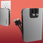 The myCharge Hub 4400 has integrated Lighting and USB-C cables