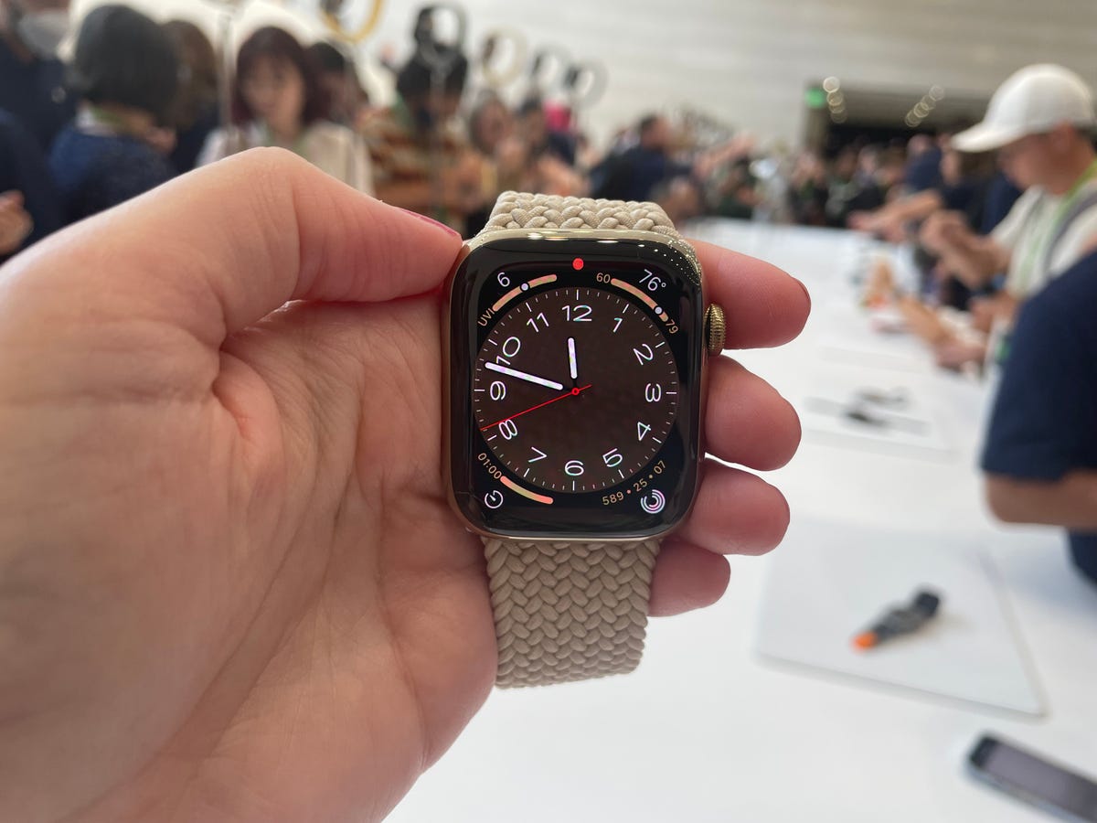 The Apple Watch Series 8 in gold stainless steel