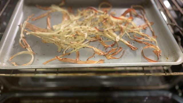 roasted parsnips on baking tray