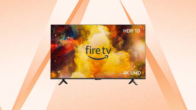 An Amazon Omni Series TV against an orange background.