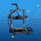 The Neptune 4 Pro 3D printer on a blue background