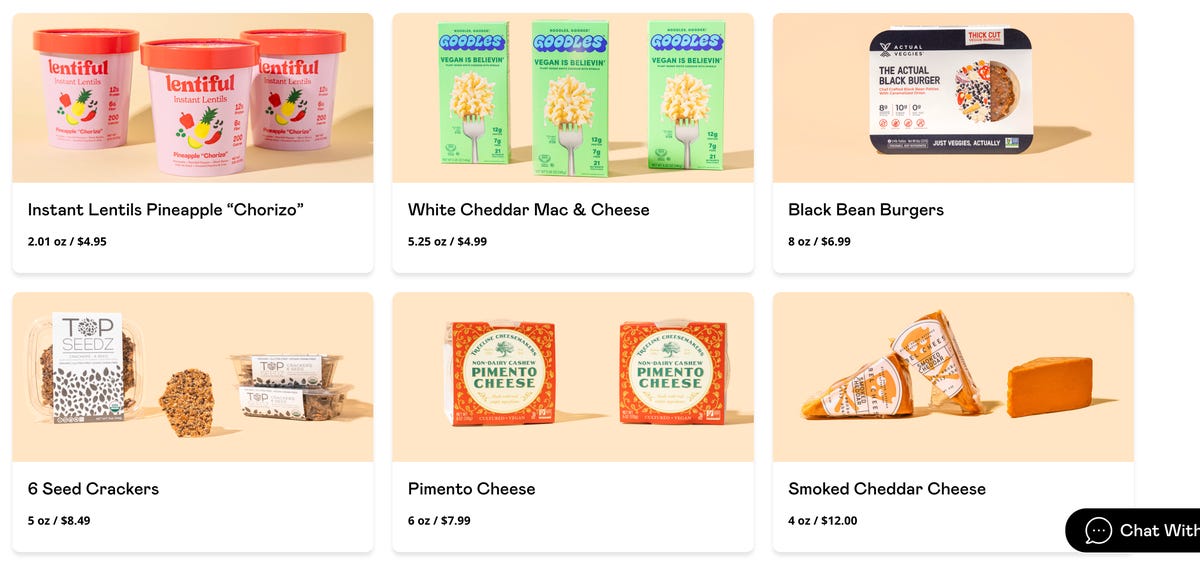 plant-based pantry items from the website