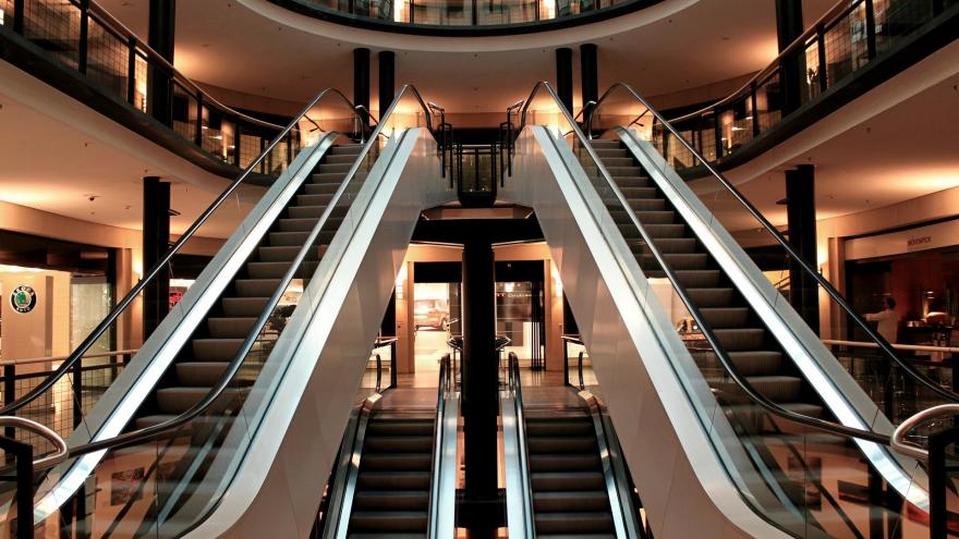 Image of automatic escalators in shopping center