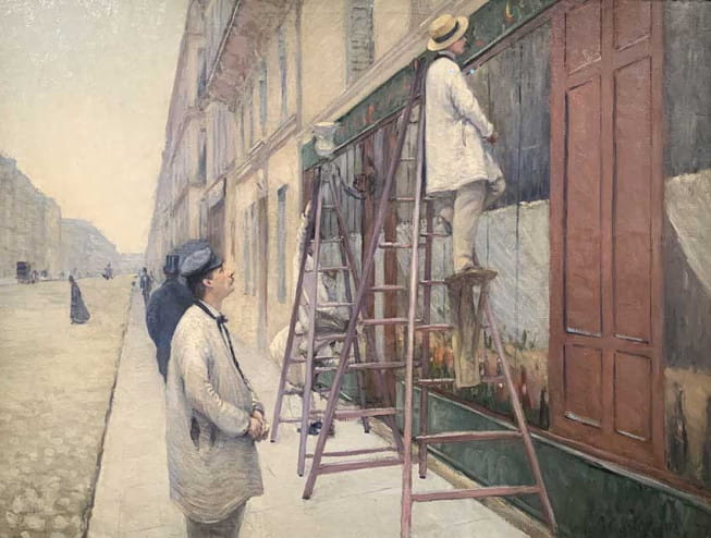Peintres en bâtiment (1877) de Gustave Caillebotte, présenté dans l’exposition « Paris 1874. Inventer l’impressionnisme », musée d’Orsay, Paris, 2024 © Connaissance des Arts / Guy Boyer