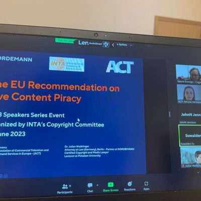 ACT speaks at the INTA Event on the EU Recommendation on Live Content Piracy