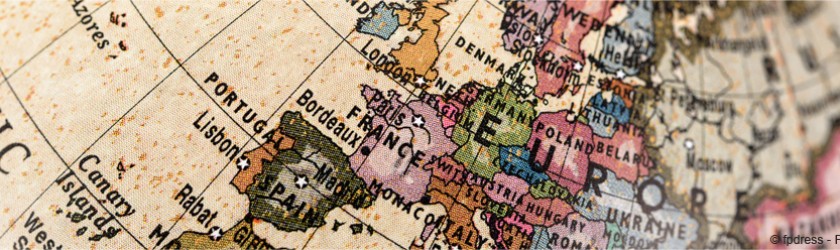 Map monde avec zoom sur l'Europe