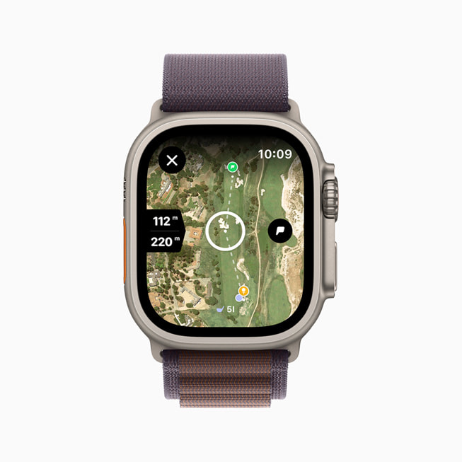 Une Apple Watch affiche l’app Hole19.