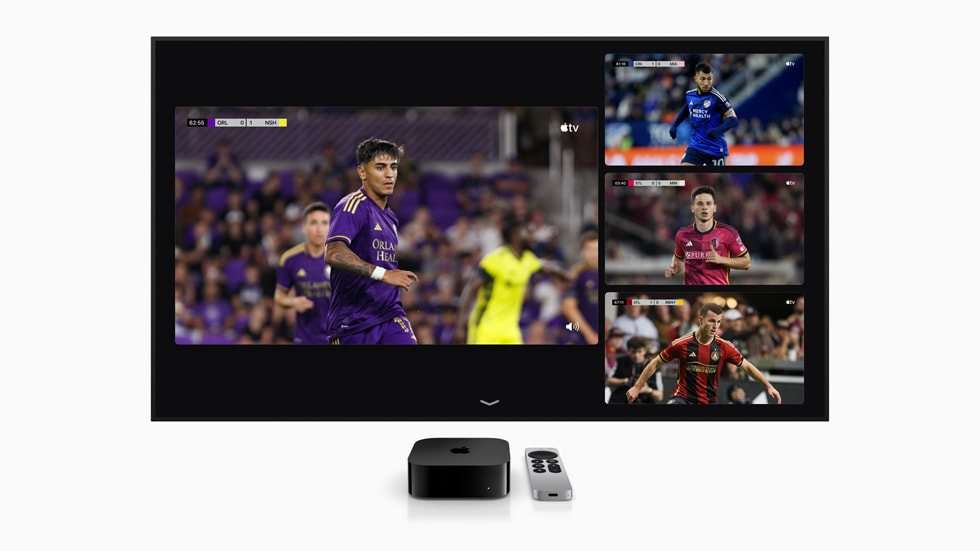 Le MLS Season Pass sur l’Apple TV 4K, affichant de nombreux matchs en direct.