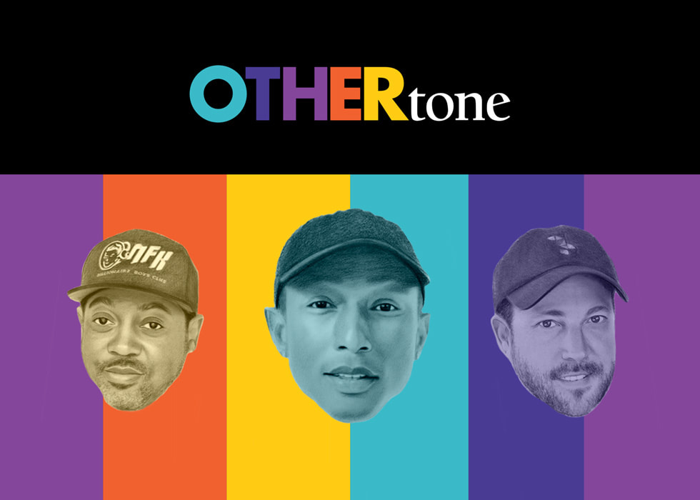 Ilustracja do programu OTHERtone w Apple Music, który prowadzą Pharrell, Scott i Fam-Lay.