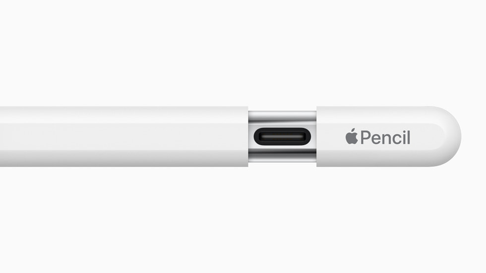 Der USB-C Anschluss versteckt sich unter einer Schiebekappe am neuen Apple Pencil. 
