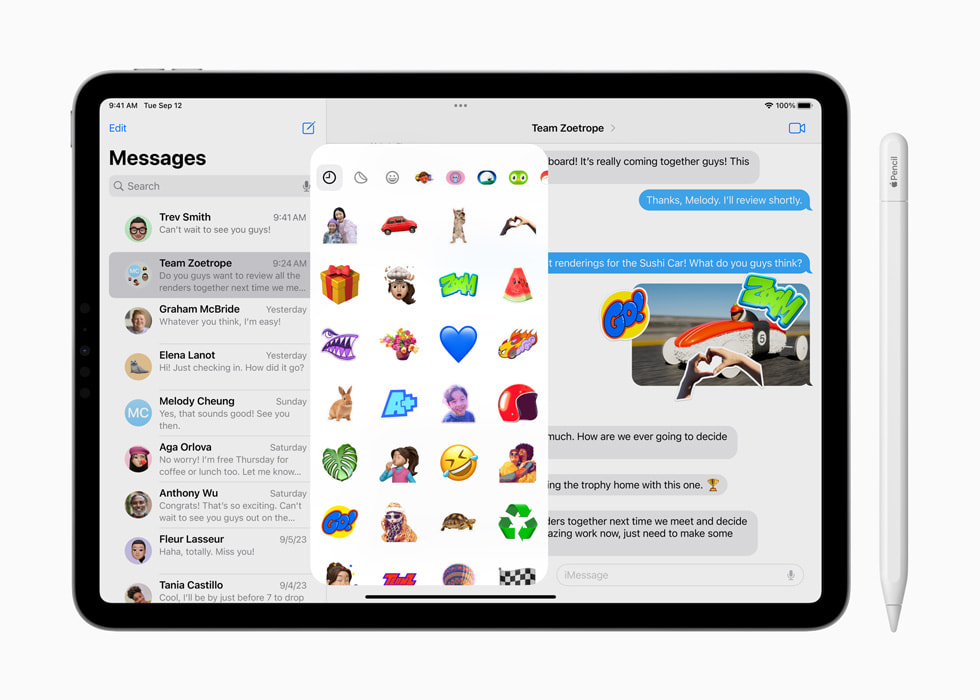 Messages app på iPadOS 17. 