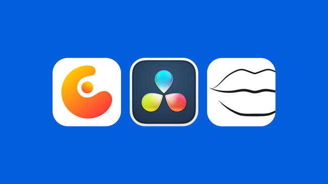 De logo’s van de apps Concepts, DaVinci Resolve en Prêt-à-Makeup.