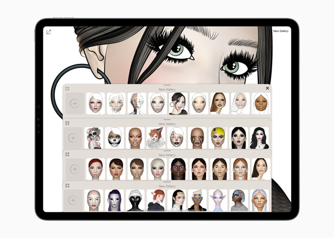 تطبيق Prêt-à-Makeup معروض على iPad Pro. 