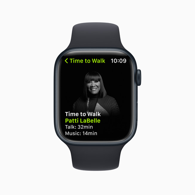 Time to Walk is shown on Apple Watch.