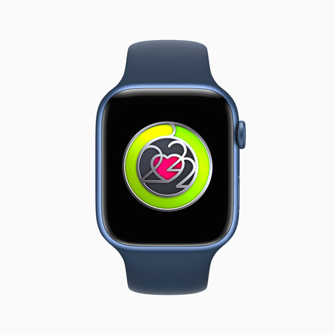 The Heart Month Activity Challenge icon is shown on Apple Watch.