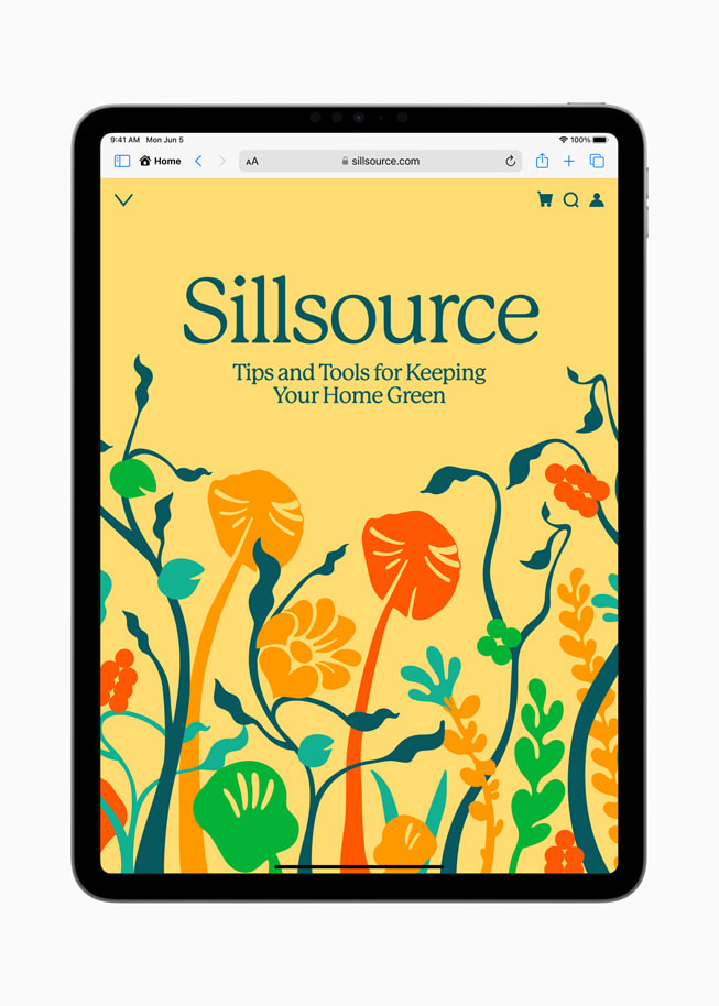 在 iPad Pro 上展示「家居」瀏覽主題中的園藝貼士資源。