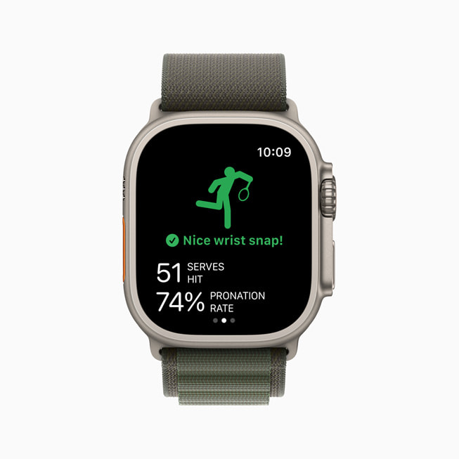 Apple Watch Ultra shows serve pronation in the SwingVision app. 