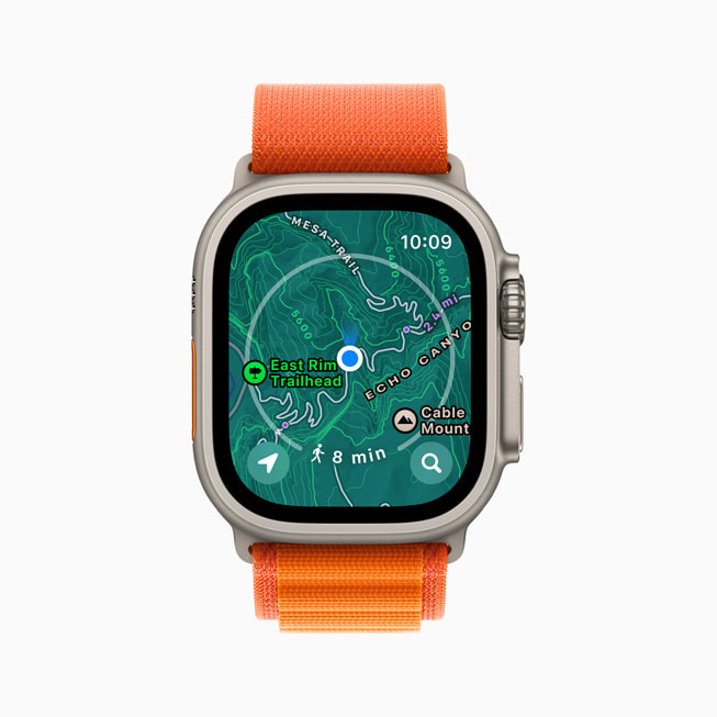 Apple Watch Ultra shows a new topographic map in Apple Maps.