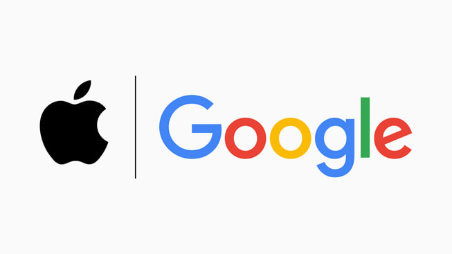 Firmenlogos von Apple und Google.
