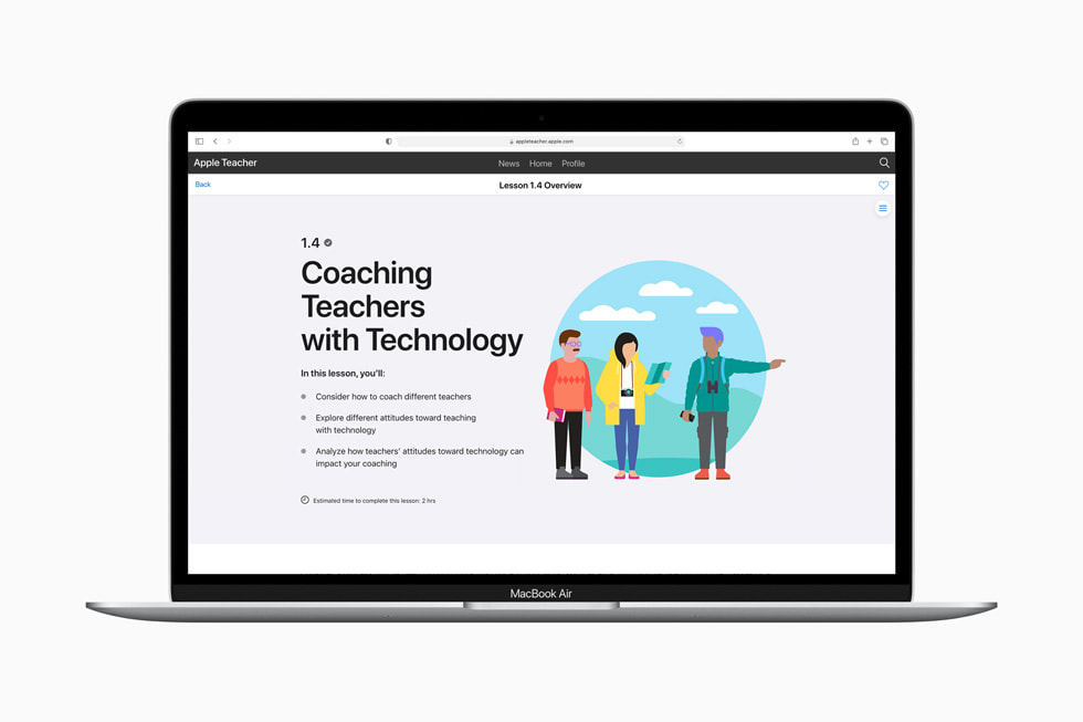 Apple Learning Coach’s “Coaching Teachers with Technology” overview on MacBook Air.