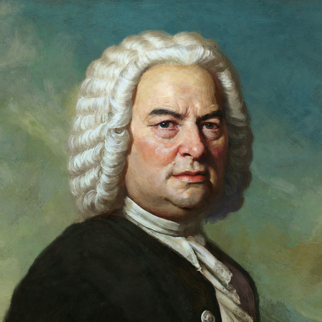 A specially commissioned Apple Music Classical portrait of Bach.