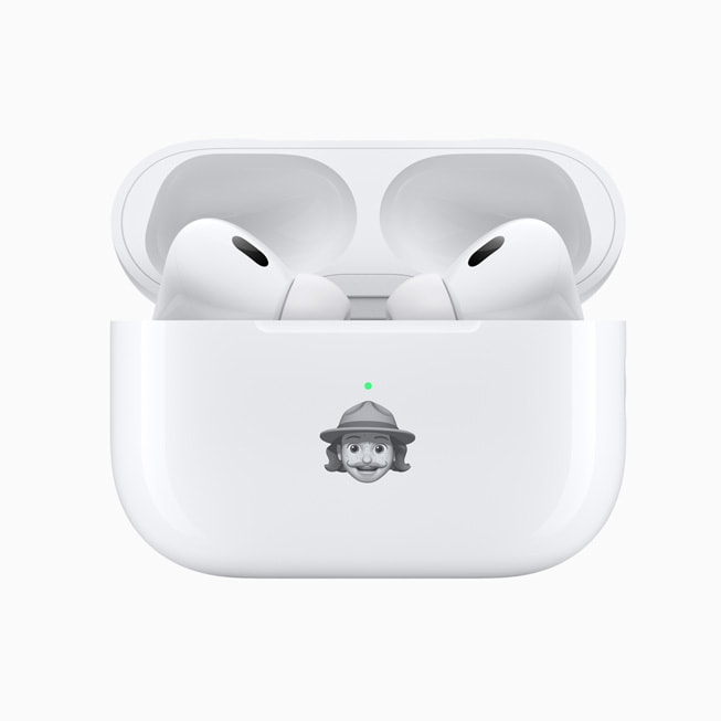 AirPods Pro with customised Memoji engraving.