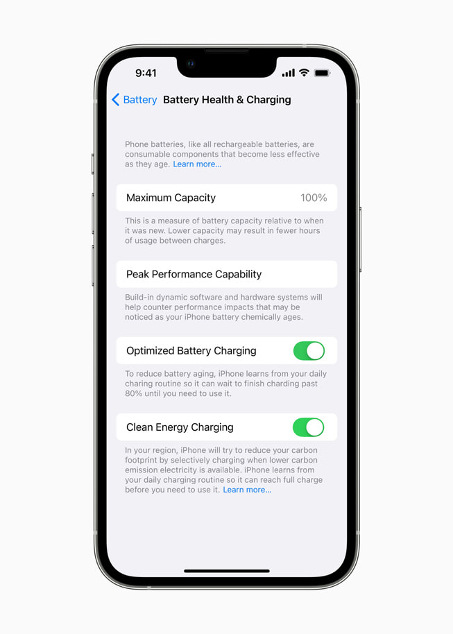 La nueva funcionalidad carga con energía limpia en iOS 16.
