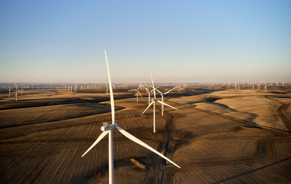 El parque eólico del Montague Wind Power Project en Oregón oriental.